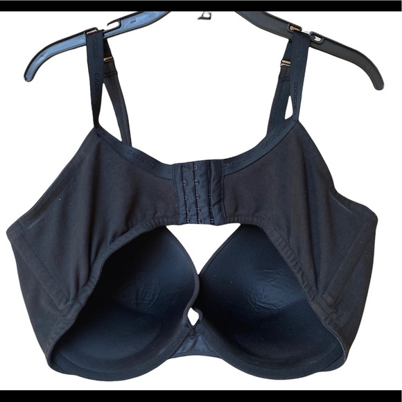 Cacique 46DDD Bra Black Cotton Plunge Underwire Bra - Picture 2 of 9